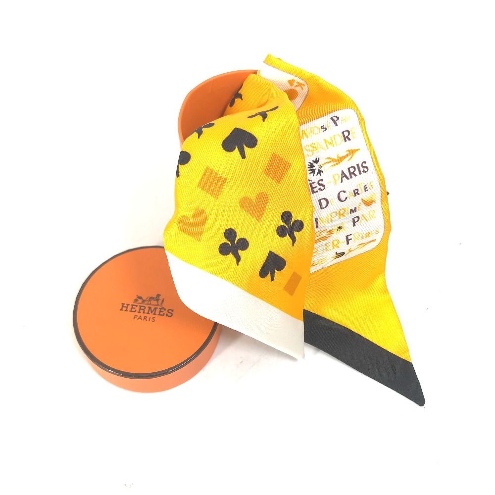 エルメス トランプ柄 ツイリー スカーフ シルク イエロー 美品 - メルカリ