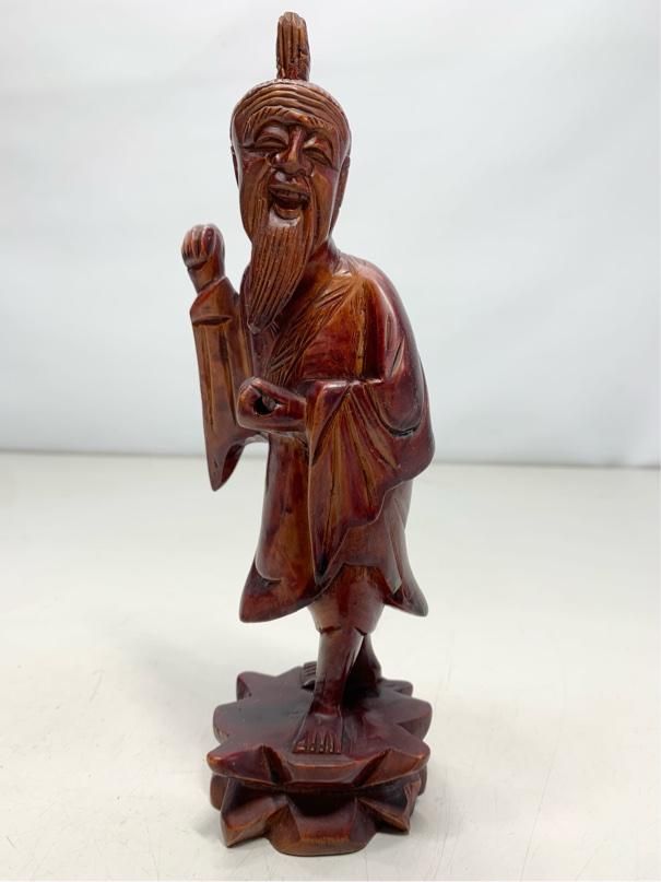 昭和レトロ 骨董品 木彫り 老人 アンティーク インテリア 置物 【公式