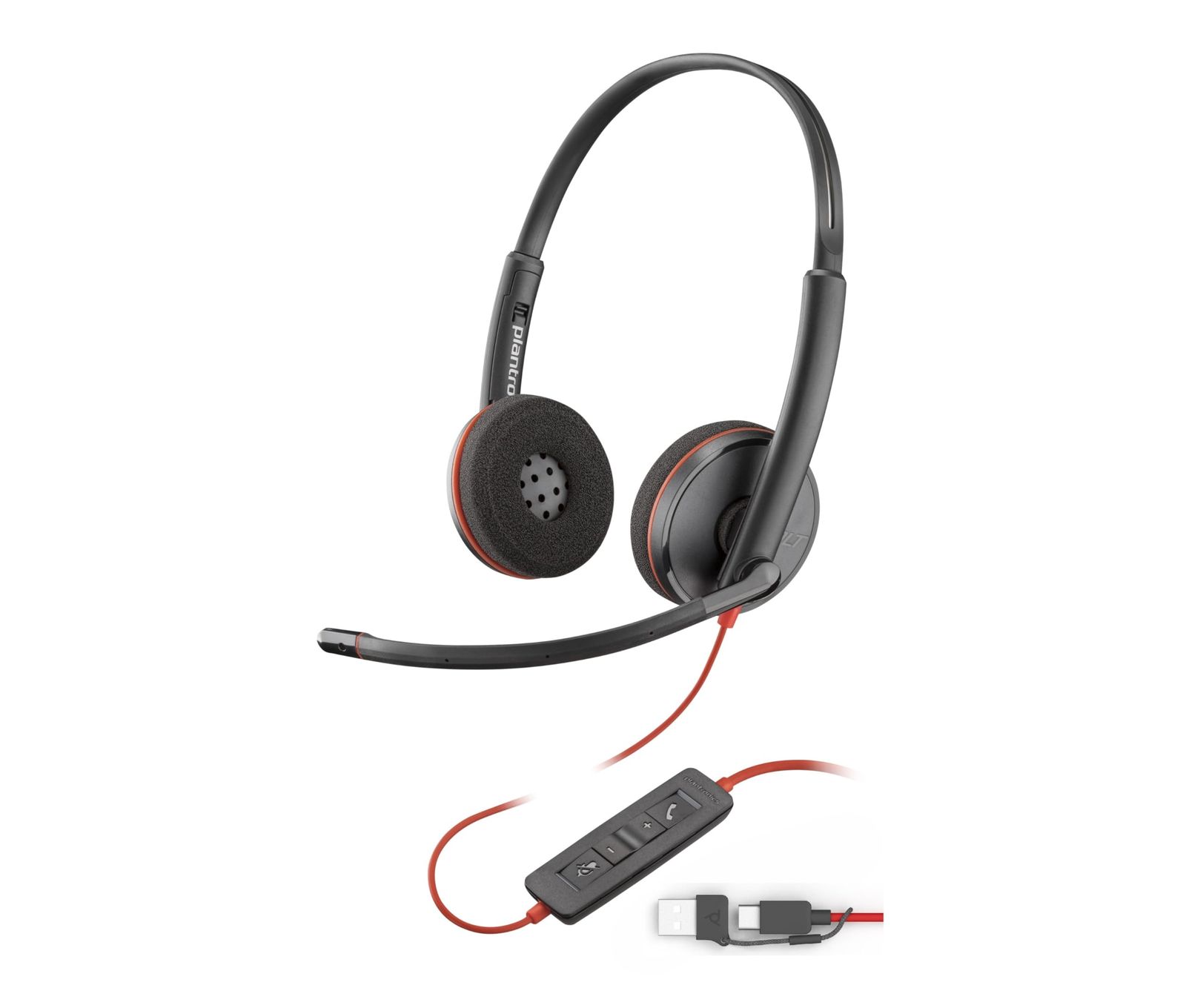 【在庫処分】Poly 有線ヘッドセット Blackwire 3220 (国内正規品) USB-C u0026 USB-A ノイズキャンセリング マイク付き 軽量 【2年間メーカー】 windows mac Chrome Web会議用 イヤホン マイク (旧 Plant