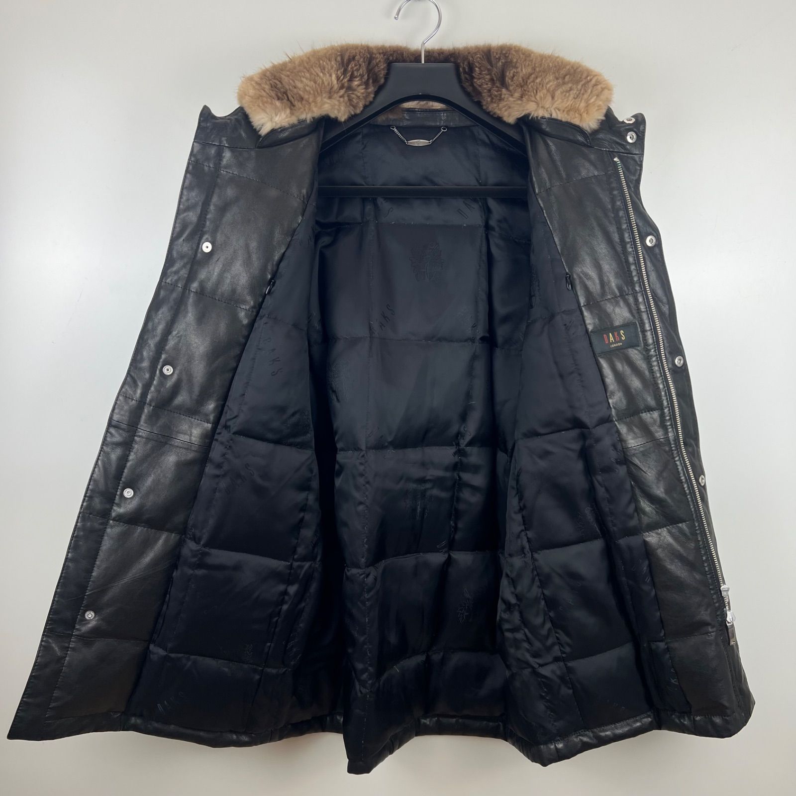 DAKS special Beaver fur & sheepskin leather down coat M ダックス 