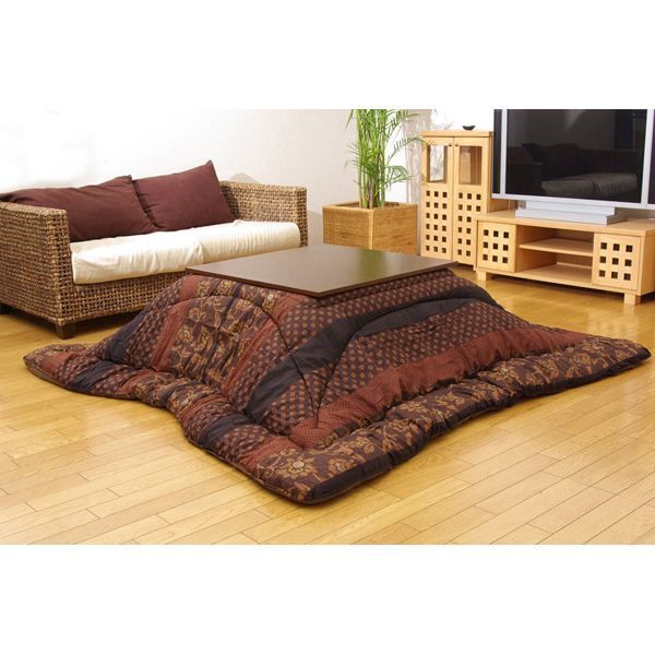 日本製 こたつ布団 こたつ厚掛け布団 単品 和柄 長方形 大判 ブラウン 約205×315cm 代引不可