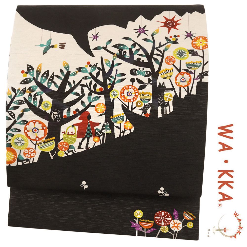 京袋帯 WA・KKA 袋名古屋帯 正絹 白 生成り 黒 ベージュ 全通