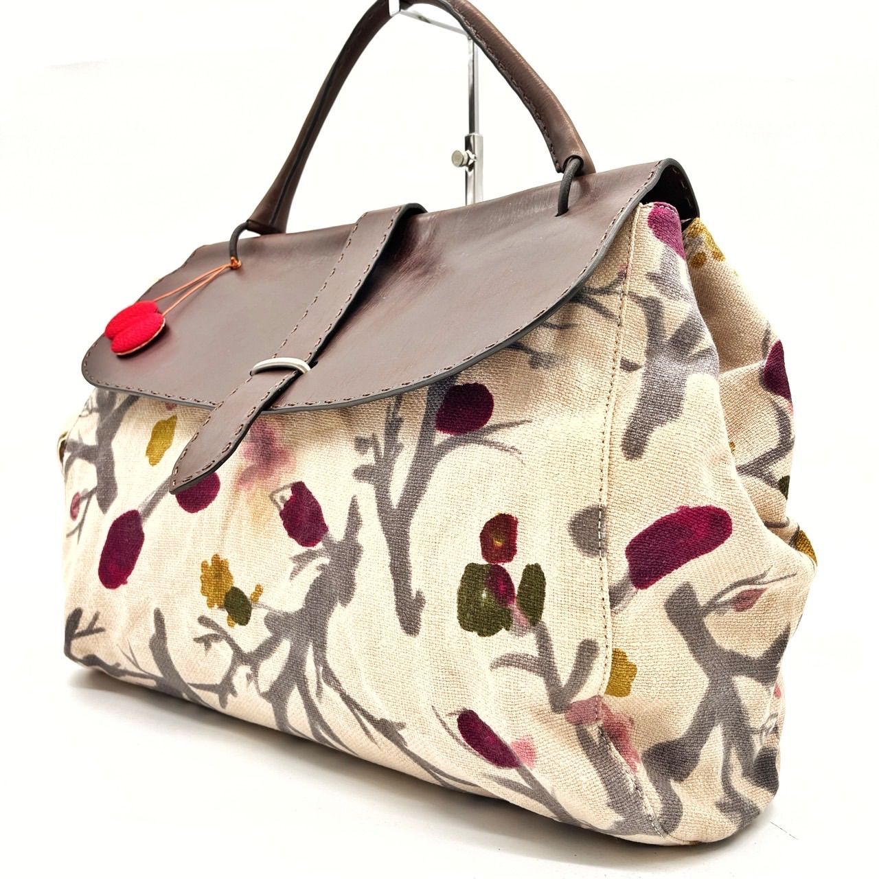 良品】 MARNI マルニ ハンドバッグ トートバッグ チャーム 総柄 花柄 