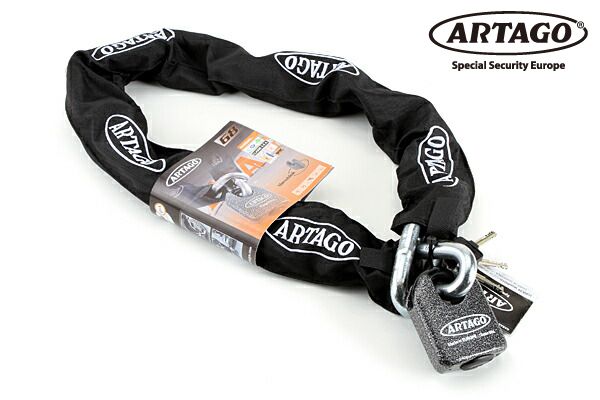 ARTAGO 68T120E アルタゴ 68T|B 鍛造 モノブロック ロック ＆ 14.120 14φ高強度チェーン 120cm セット 防犯 鍵 キー3本付 自転車ロック バイクロック