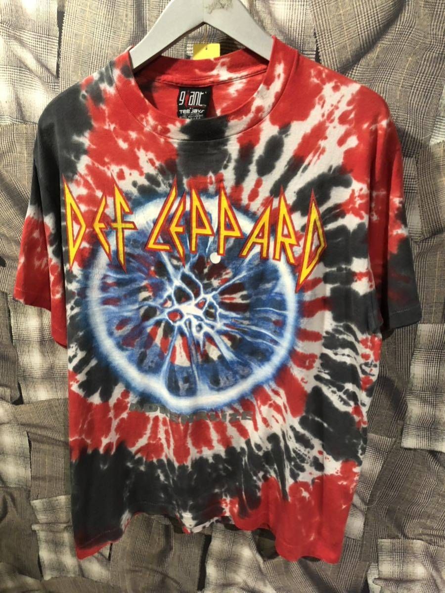 あの有名通販サイト defleppard バンドTシャツ プリント タイダイ 