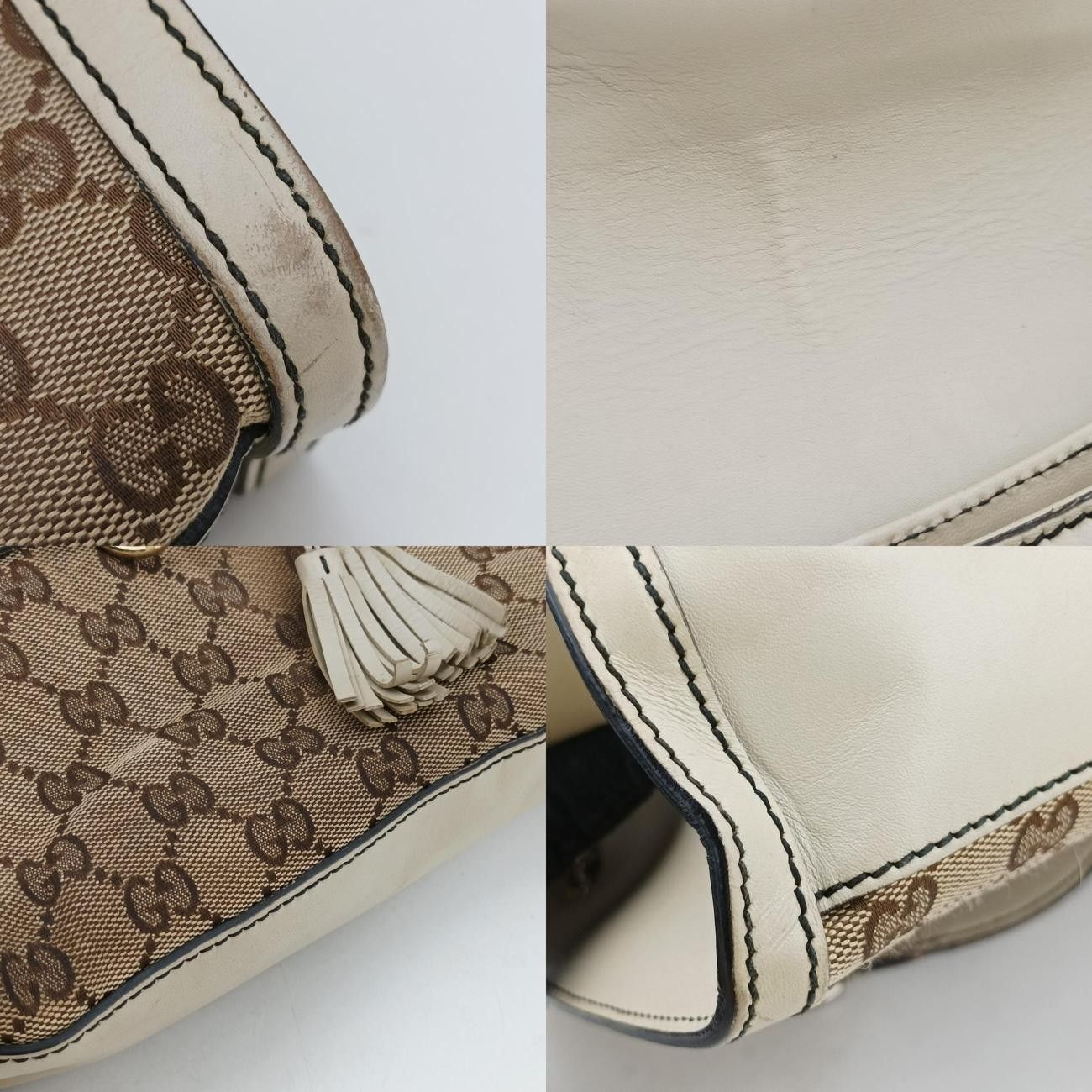グッチGucciエミリー カーキ×ホワイト