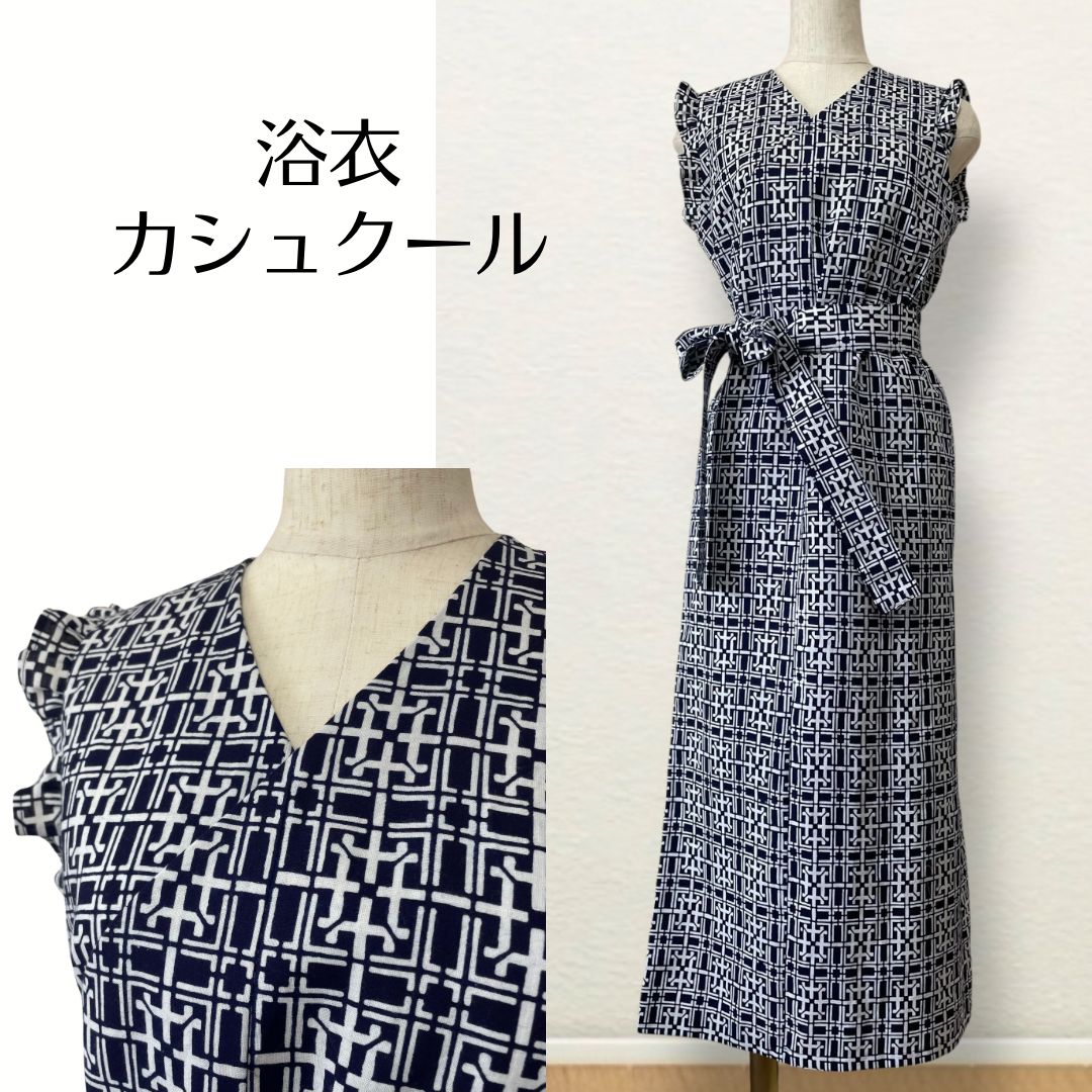 Kanataの浴衣カシュクール Mサイズ 旅行にも茶道お稽古にも 巾着袋つき 2025-