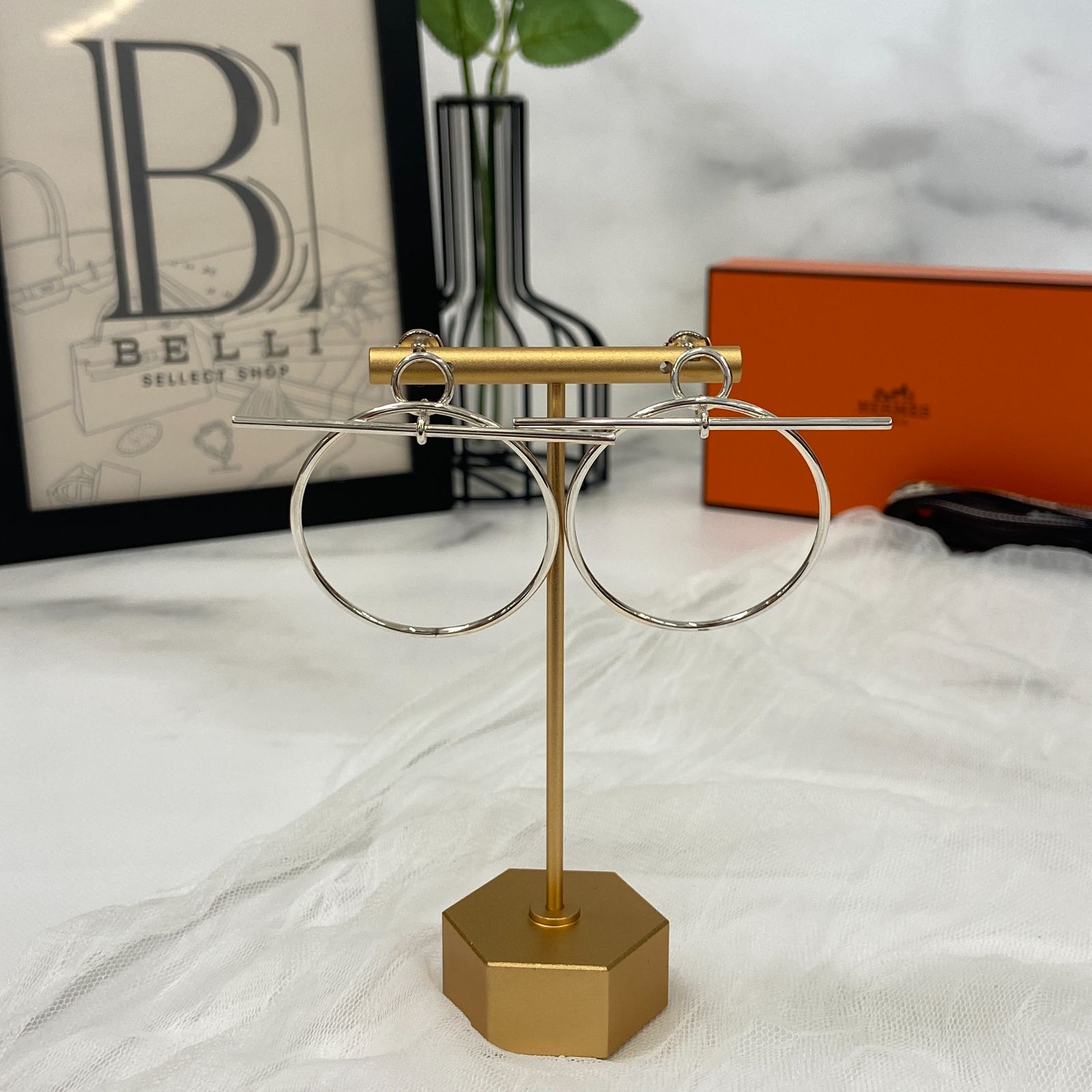 HERMES ループ フープピアス　MM ☆フランス発☆【Hermes】シルバーピアス ≪Loop≫ ループ MM (HERMES