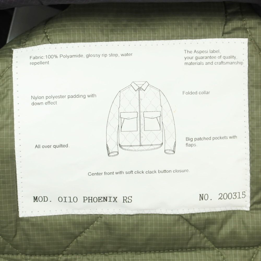 アウトレット アスペジ ASPESI リップストップナイロン 中綿 キルティング シャツブルゾン ブラック サイズM メンズ WWW_KANDAIZUMI_COM