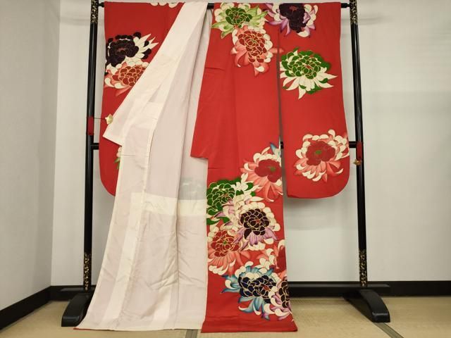 平和屋着物○豪華振袖 駒刺繍 菊 金彩 ロング丈 正絹 逸品