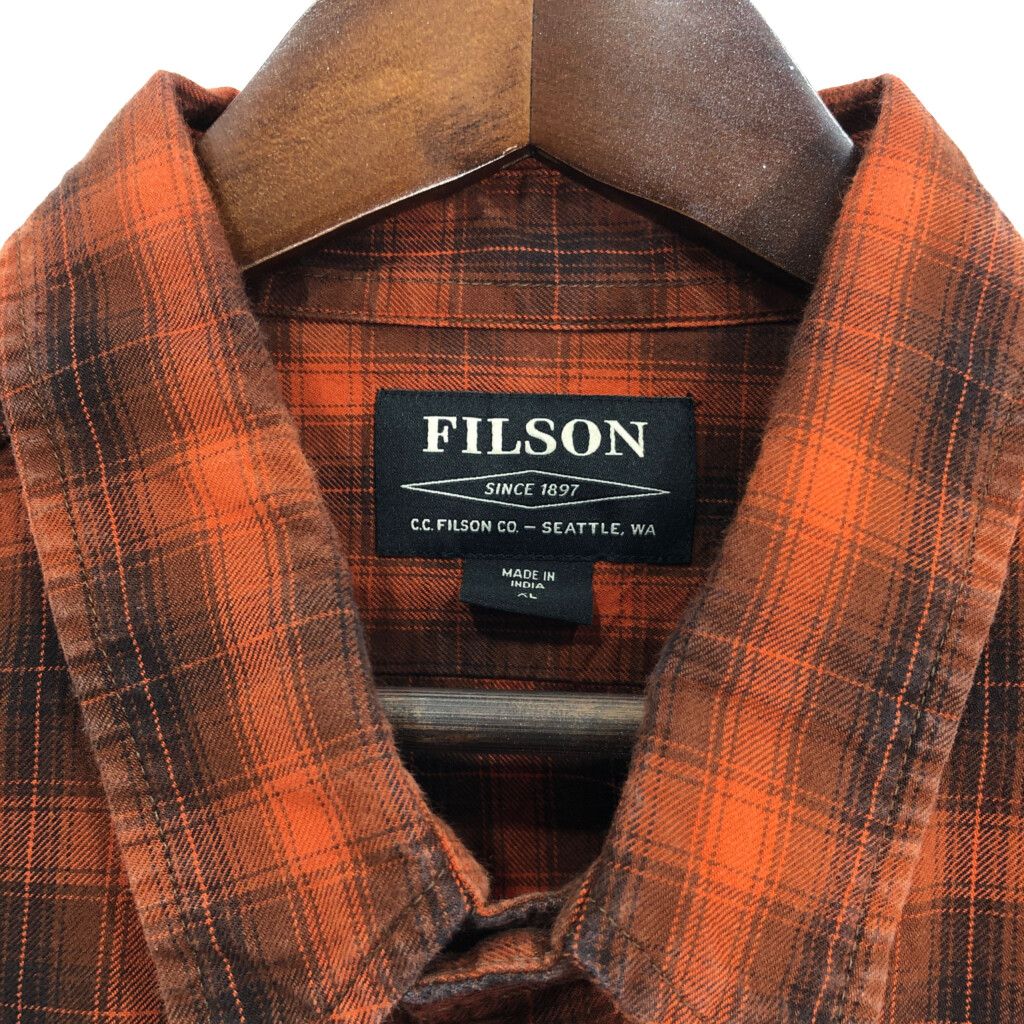 FILSON フィルソン 長袖シャツ チェック オレンジ (メンズ XL FILSON フィルソン 長袖シャツ チェック オレンジ (メンズ XL