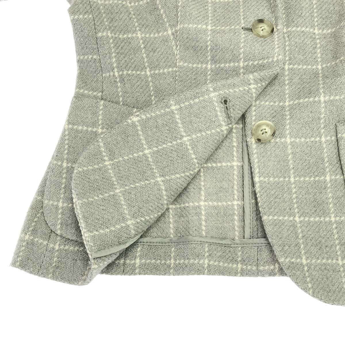 【美品✨】マックスマーラ　テーラードジャケット　リネン混　グレンチェック　42 Weekend Max Mara｜リネン混ストライプテーラードジャケット