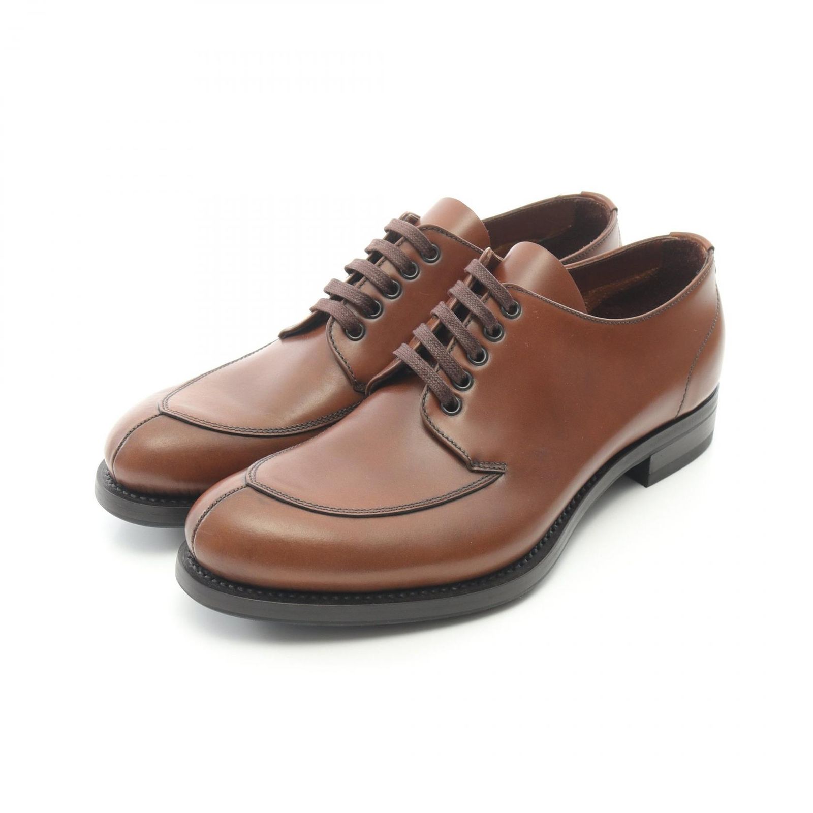 プラダ PRADA ドレスシューズ ブラウン レザー シューズ メンズ Used A 