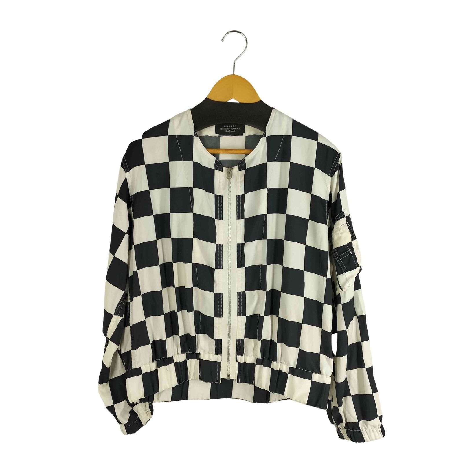 アンユーズド UNUSED 14SS チェッカーフラッグジャケット ノーカラー 