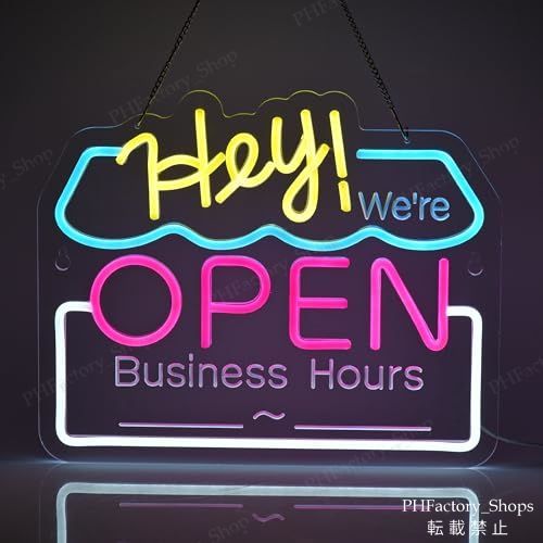ネオンサイン Hey OPEN LED ネオンライト 店舗 レストラン看板 店舗装飾 居酒屋 コーヒーショップ ペストリー ダイニングバー レストラン看板 店舗装飾 ストリート USB B109