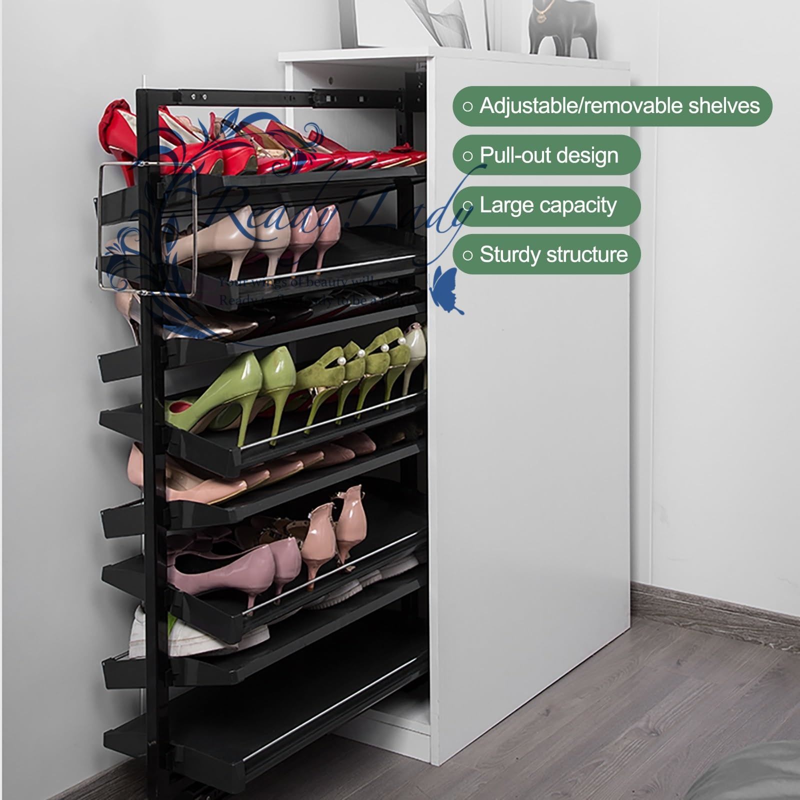 下駄箱 靴棚 クローゼット整理 シューズラック 上下角度調整 大容量 安定 軽量 靴 収納コンパクト 簡単な保管とアクセス 145.2cm