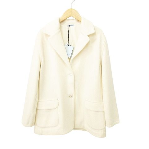 マーロ malo カシミヤ ジャケット 厚手 羽織 イタリア製 50 約L～XL 大きいサイズ アイボリー