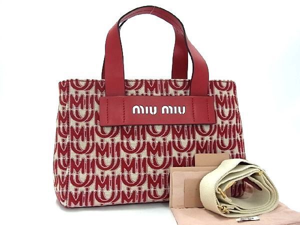 □新品□未使用□ miumiu ミュウミュウ キャンバス×レザー 2WAY