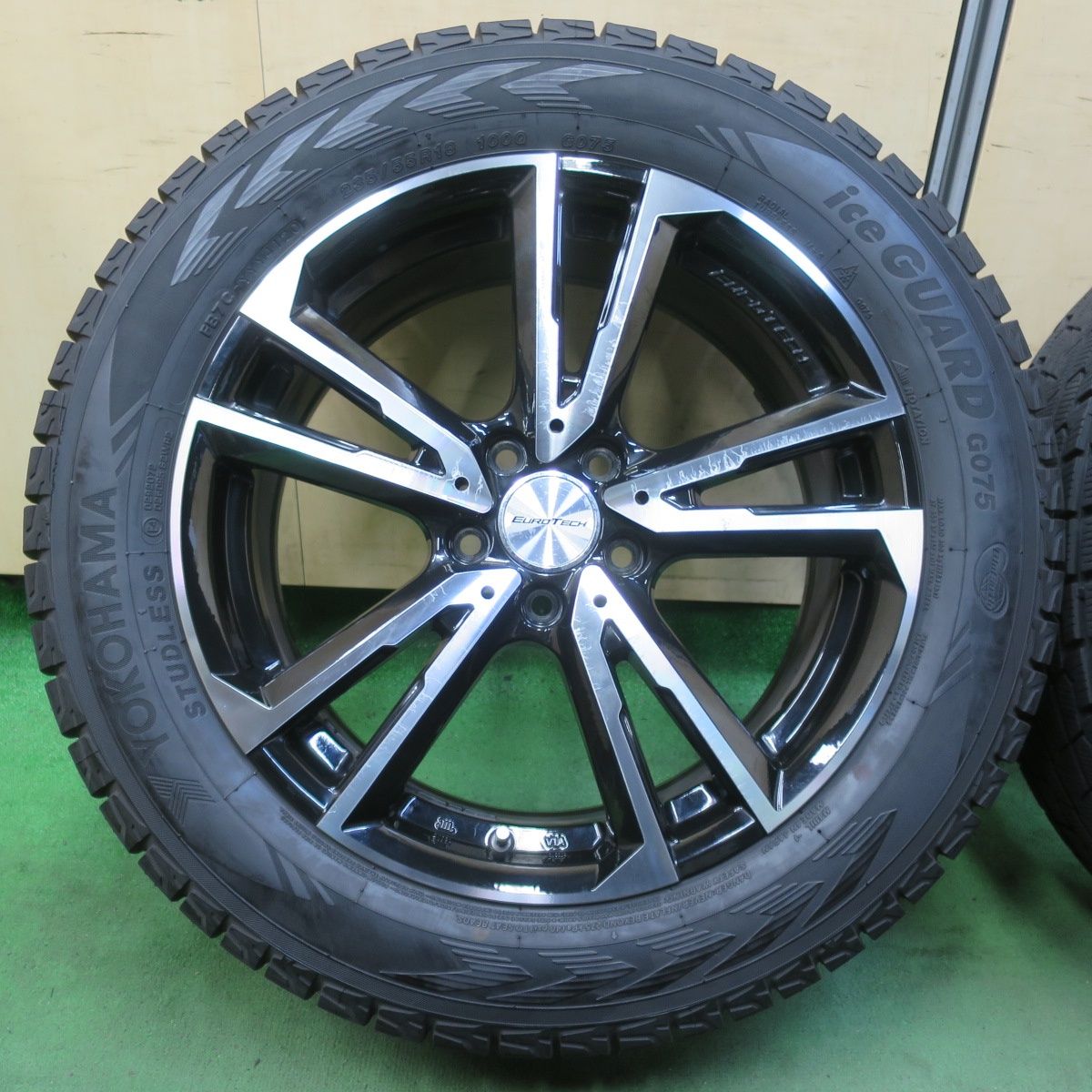 バリ溝 9.5分 アウディ Q3 等 EUROTECH GAYA SOLI 235 55R18 スタッドレス ヨコハマ アイスガード G075 ユーロテック ガヤ ソリ PCD112 5H 5101010イス