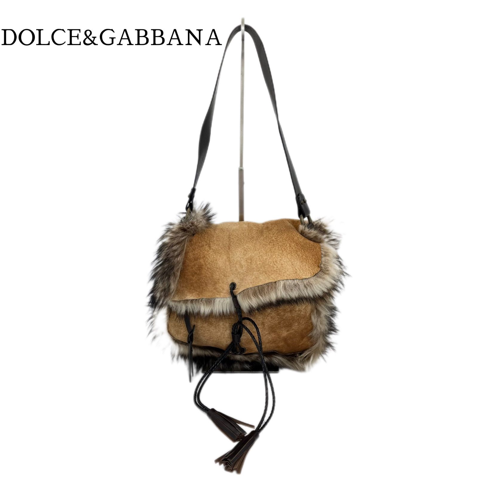 DOLCE&GABBANA ドルガバ ファーショルダーバッグ リバーシブル レザー