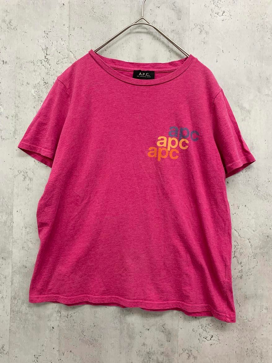A.P.C. アーペーセーピンクロゴ Tシャツ Sサイズ ピンク系 A.P.C.(アーペーセー) Tシャツ・カットソー(メンズ