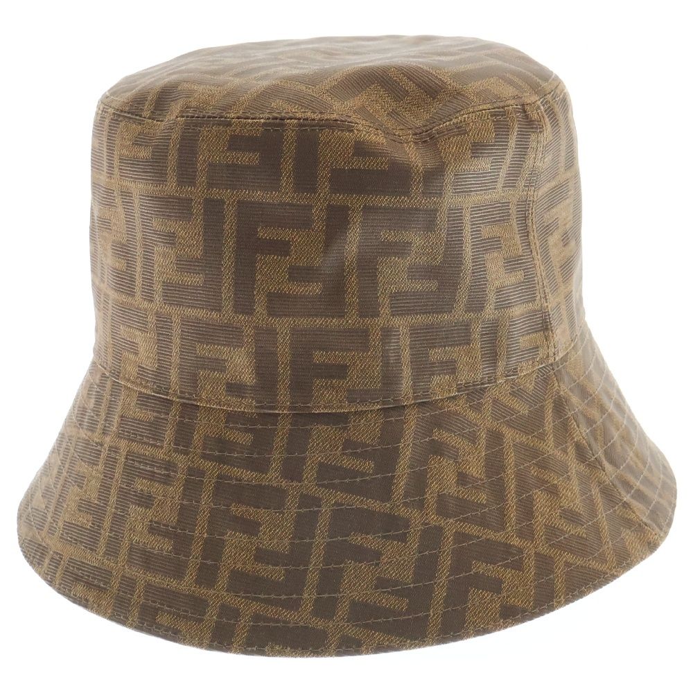 FENDI (フェンディ) FFロゴ ズッカ柄 バケットハット 帽子 ブラウン