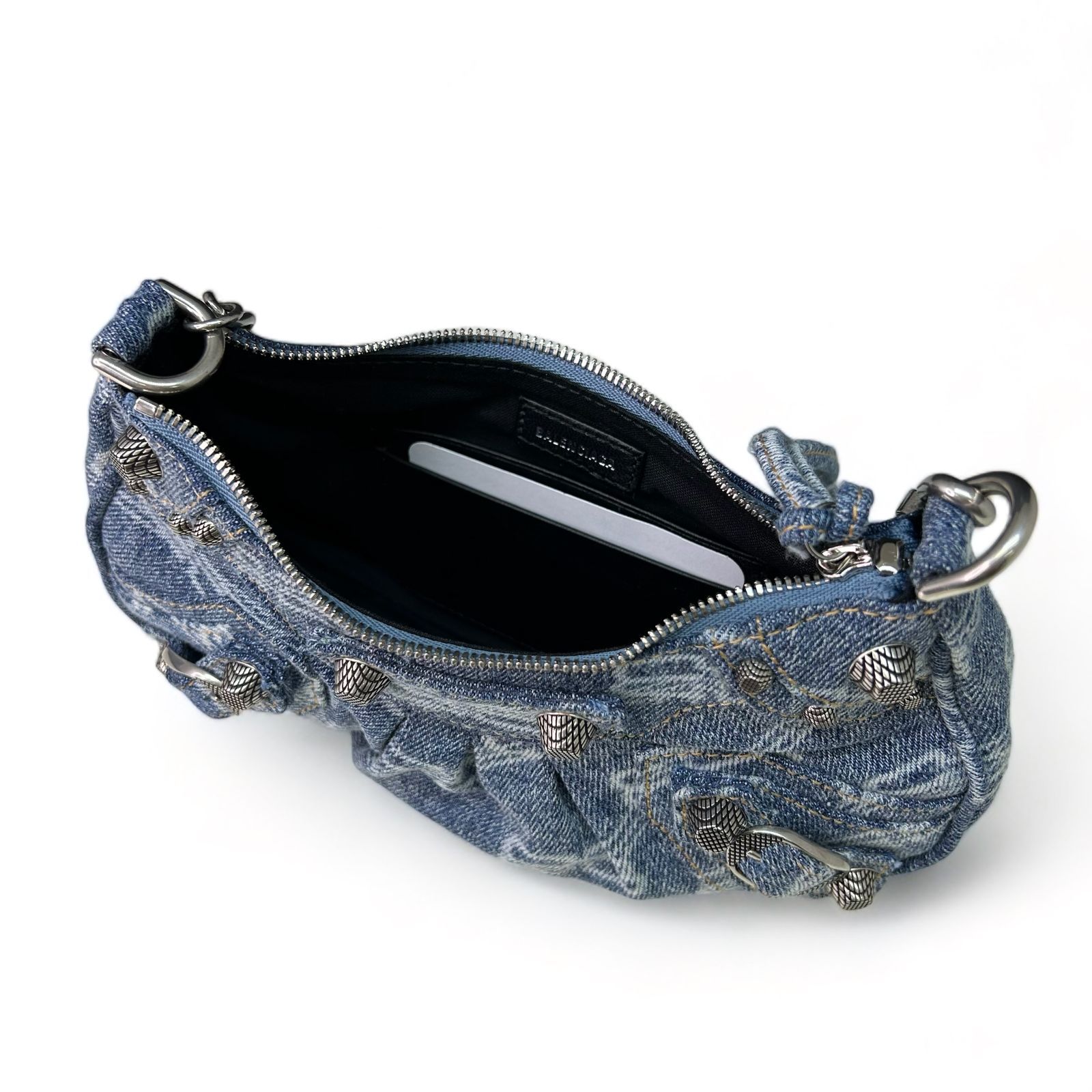 BALENCIAGA Le Cagole BBロゴ デニム ショルダーバッグ ポーチ 新品 BALENCIAGA Le Cagole BBロゴ デニム ショルダーバッグ