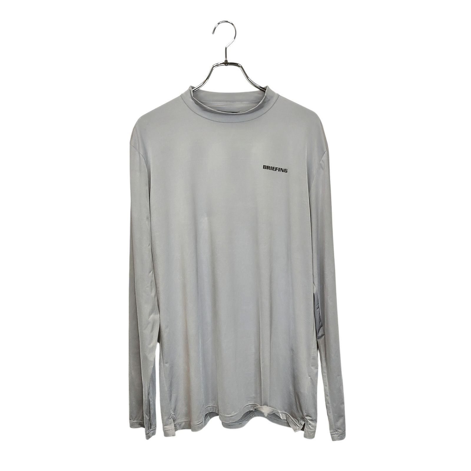 美品 ブリーフィング ゴルフ モックネック 長袖 Tシャツ 光沢 シルバーグレー BRIEFING GOLF ブリーフィングゴルフ 23AW モックネック 長袖 シャツ