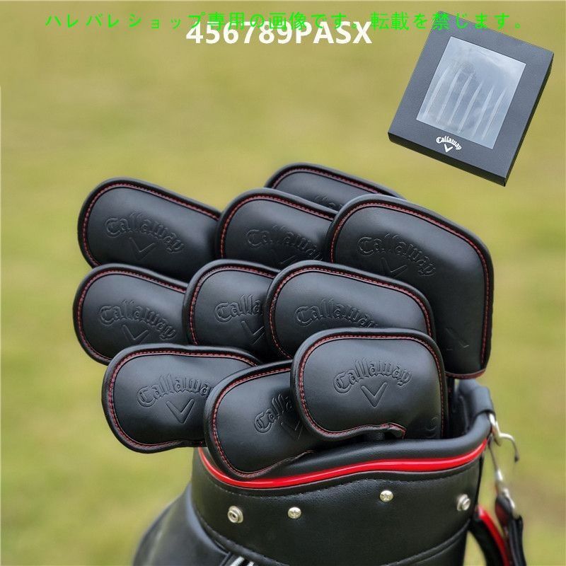 Callaway GOLF ゴルフ クラブ カバー アイアンセット ゴルフヘッド 保護カバー 黒 10点セット