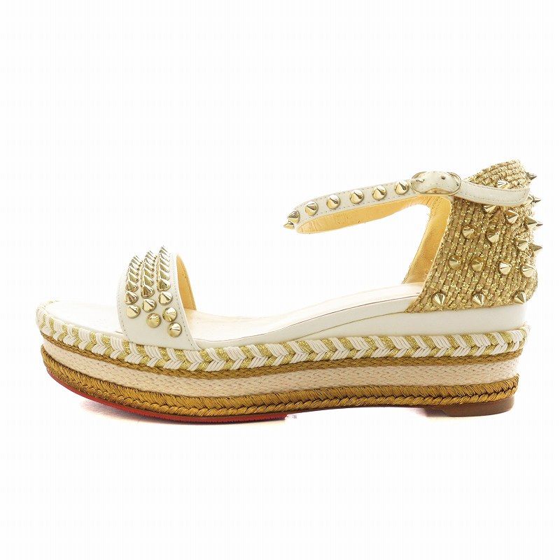 クリスチャンルブタン サンダル 厚底 スタッズ オーロラ ホワイト 38 クリスチャンルブタン Christian Louboutin スタッズ オーロラ