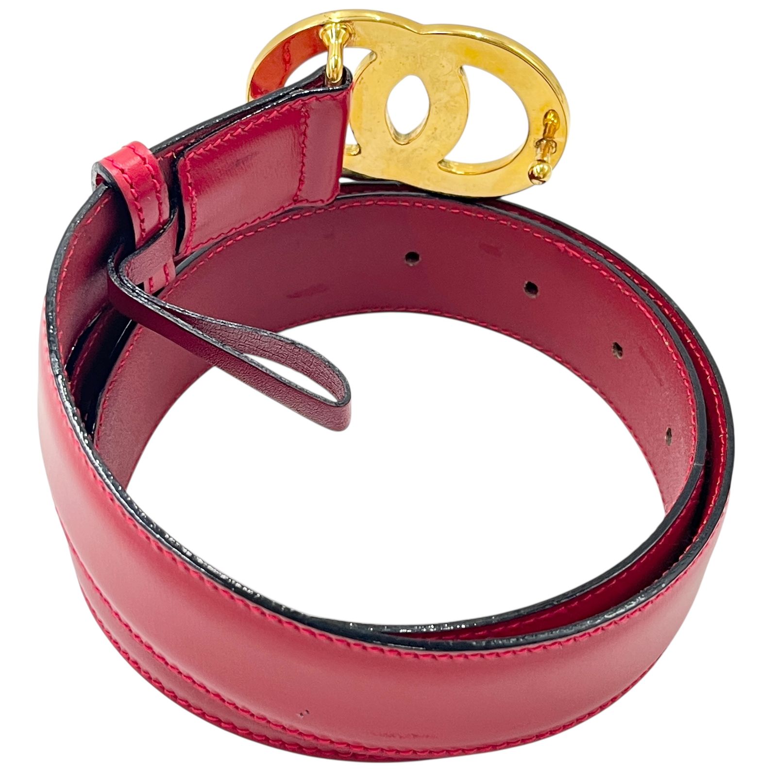 CELINE セリーヌ ベルト ヴィンテージ ベルト 赤 ゴールド レディース