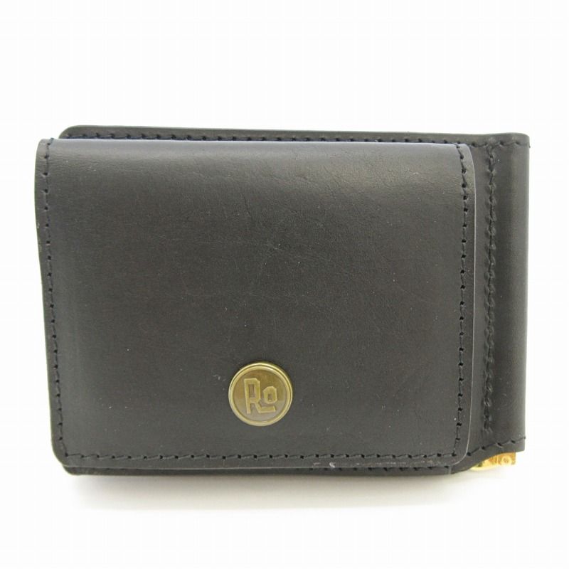 Rotar マネークリップ レザー ブラック 二つ折り 中古・古着通販】ROTAR (ローター) マネークリップレザー
