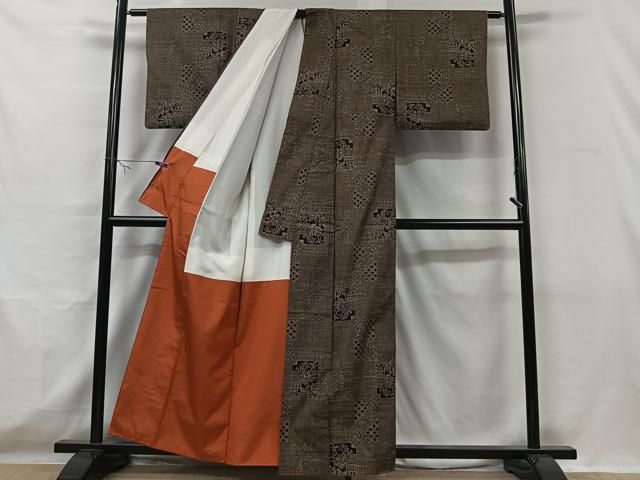 平和屋着物＃本場大島紬 龍郷絣 羽織 菱吉祥文 正絹 逸品 CAAV5772id