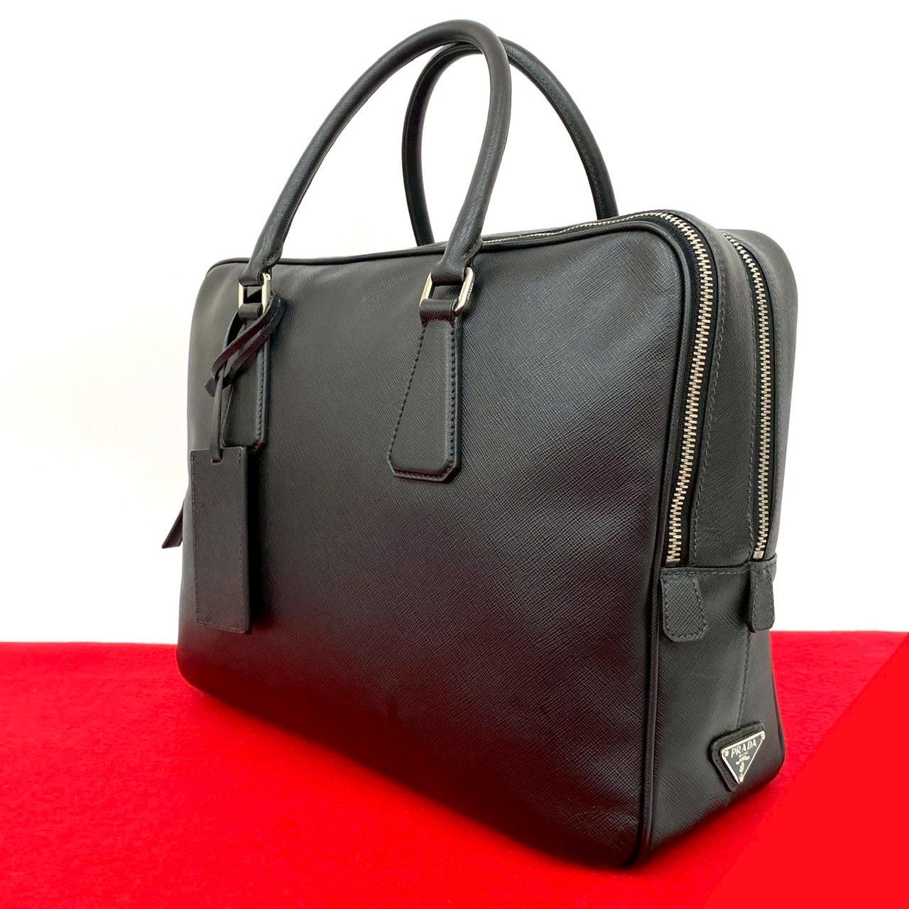 極 美品 希少品 PRADA プラダ 三角ロゴ 金具 サフィアーノ