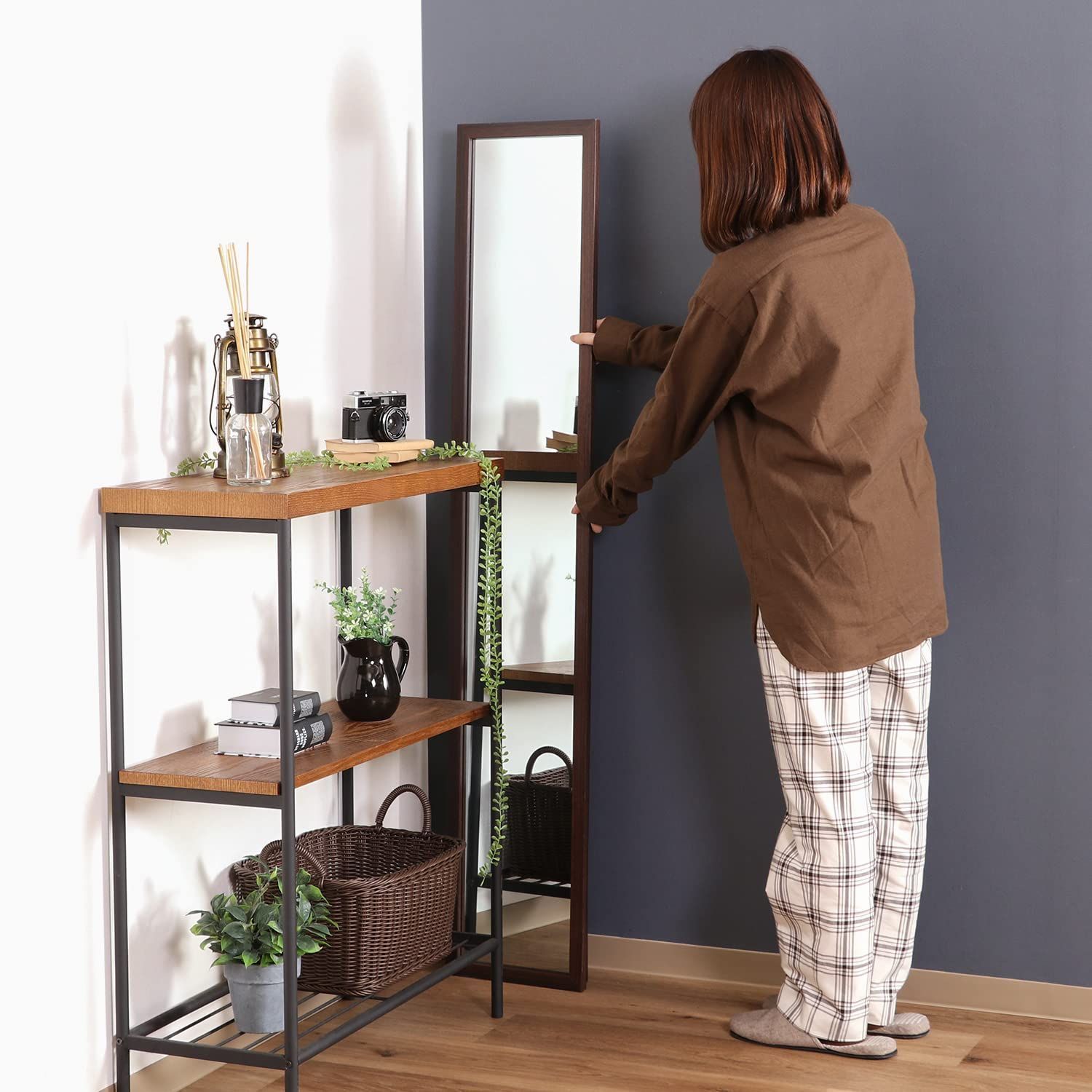 不二貿易 姿見 全身鏡 スタンドミラー 幅27×奥行39×高さ147.5cm