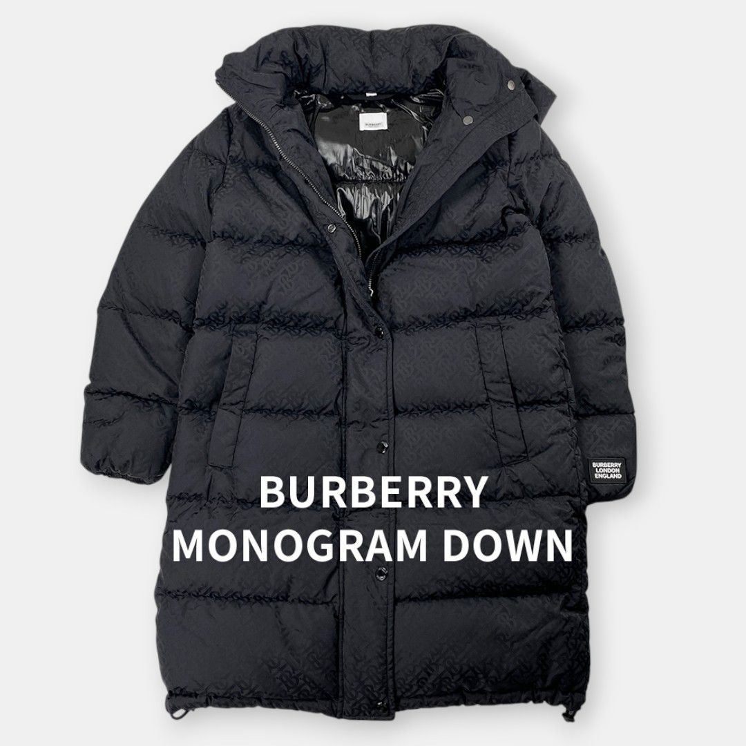 【BURBERRY LONDON】バーバリー 黒 ダウンコートサイズ38(美品) 美品 BURBERRY LONDON ENGLAND バーバリー TB モノグラム ロゴ ダウン