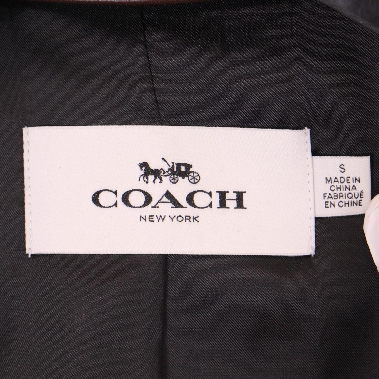 COACH コーチ F86594 ﾌﾞﾗｳﾝ ﾚｻﾞｰ ﾈｯｸｽﾄﾗｯﾌﾟ ｼﾝｸﾞﾙｼﾞｬｹｯﾄ S