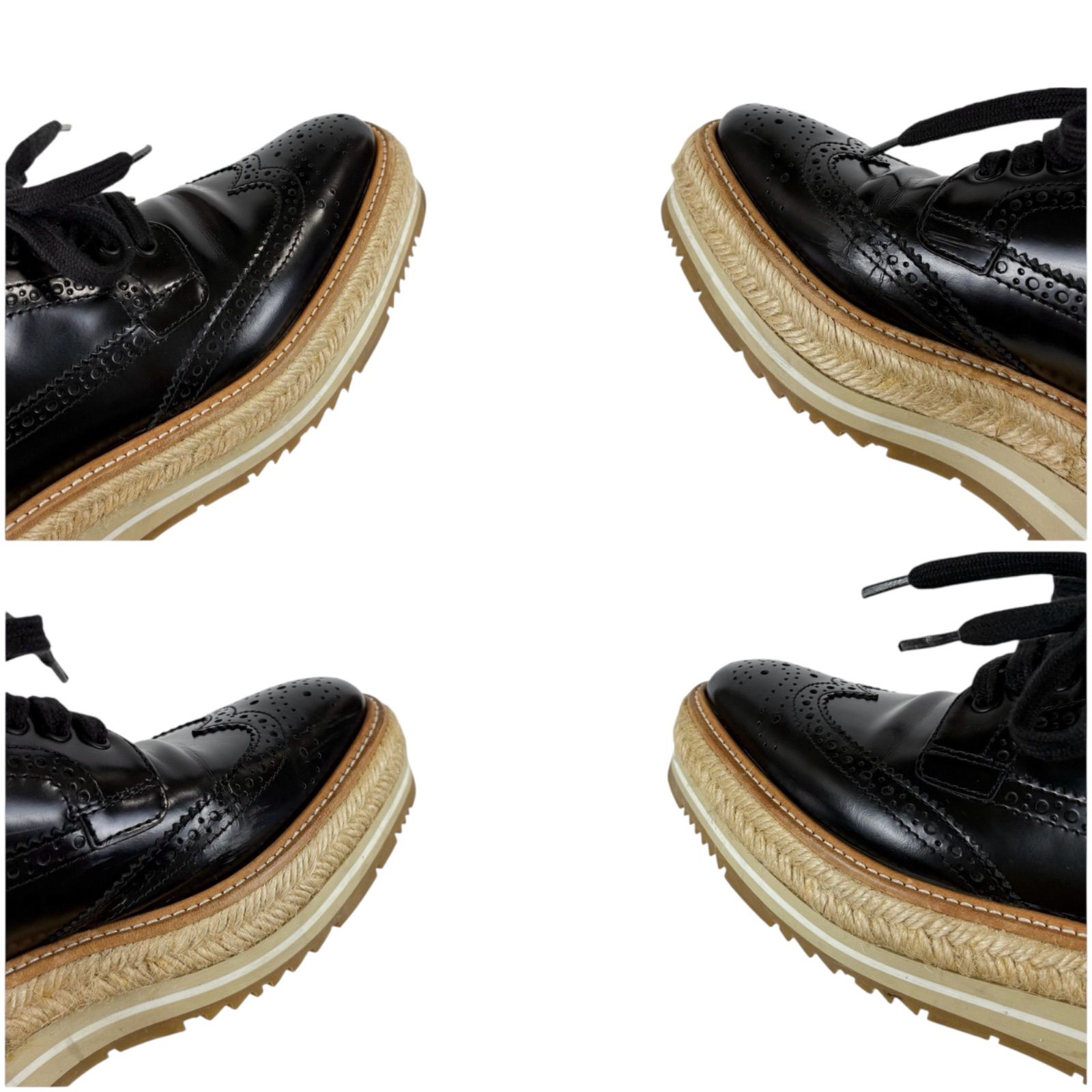プラダ PRADA ウイングチップ ウィングチップ シューズ 厚底ローファー 