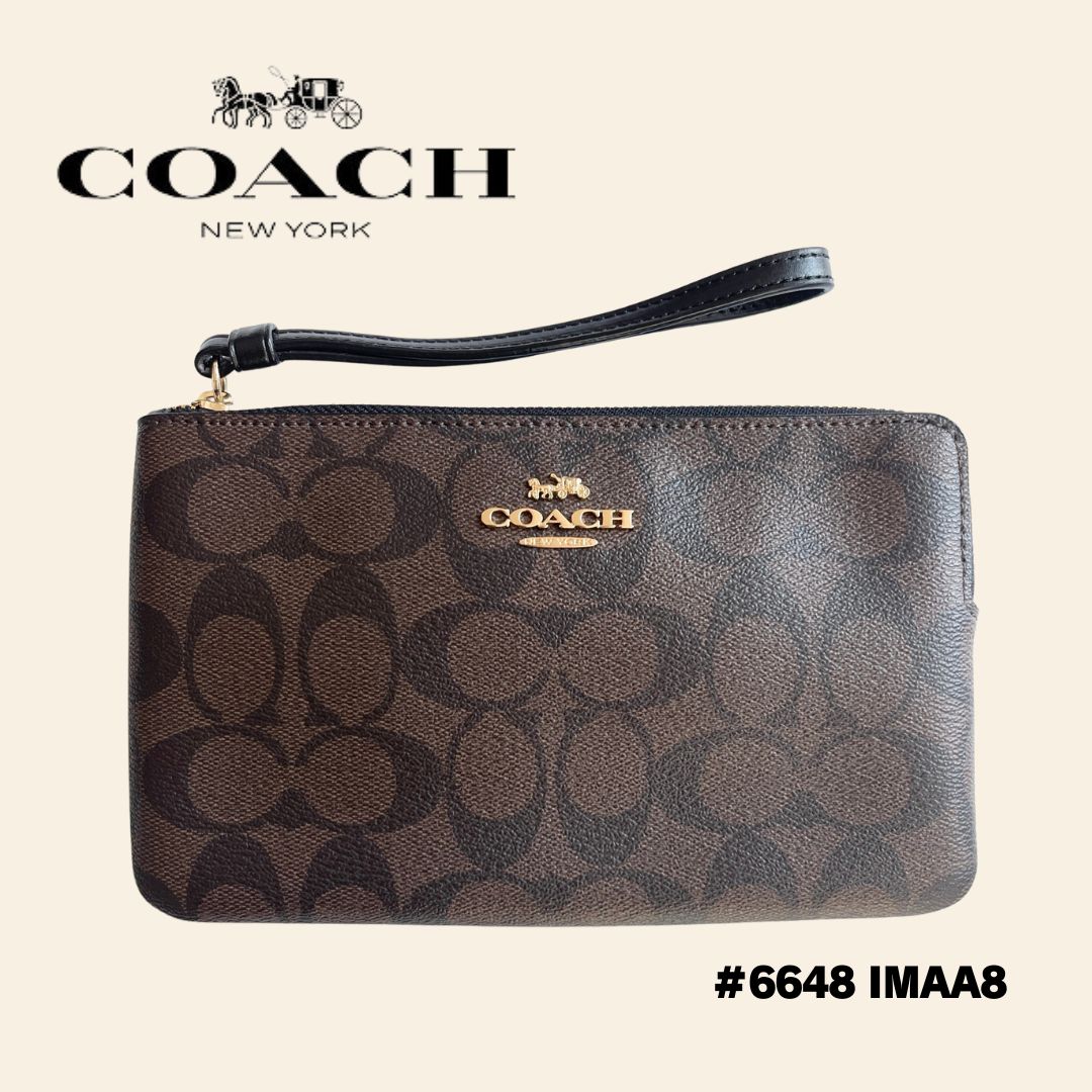 【のん】Coach ダークブラウン ロゴポーチ コーチ◇新品 未使用 正規品◇ポーチ L字ジップファスナー