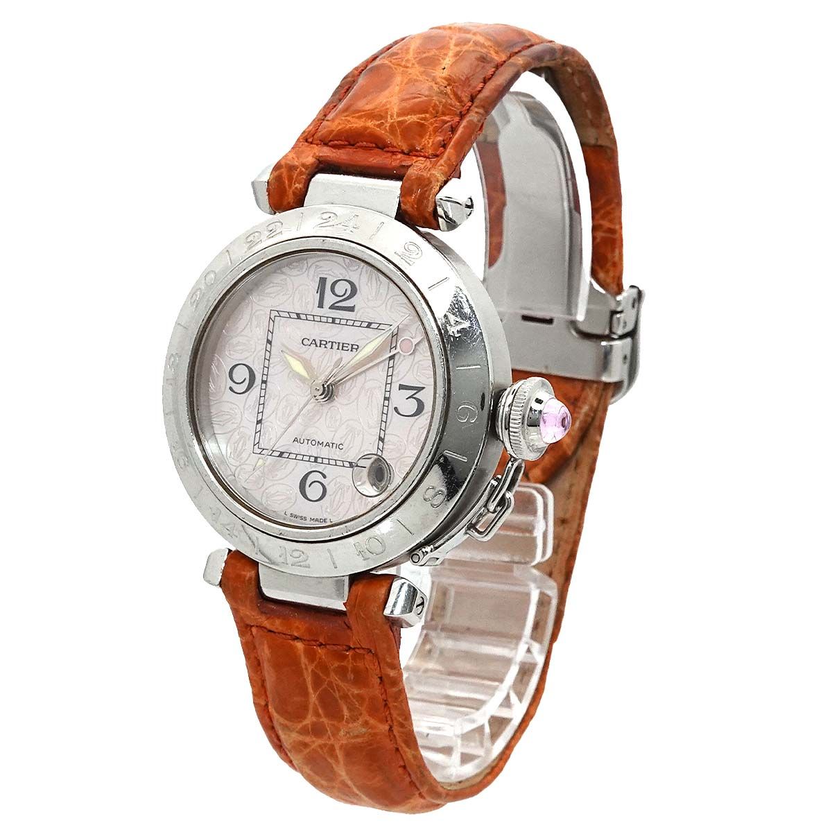 カルティエ Cartier パシャC クロノグラフ W3107099 2004年クリスマス 腕時計 デイト ピンクシェル 自動巻き Pasha C 90249294