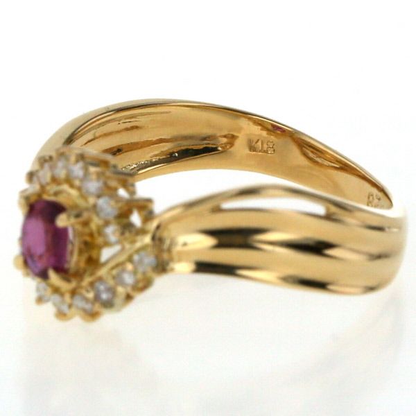 K18YG イエローゴールド リング ルビー 0.28ct ダイヤモンド 0.11ct 