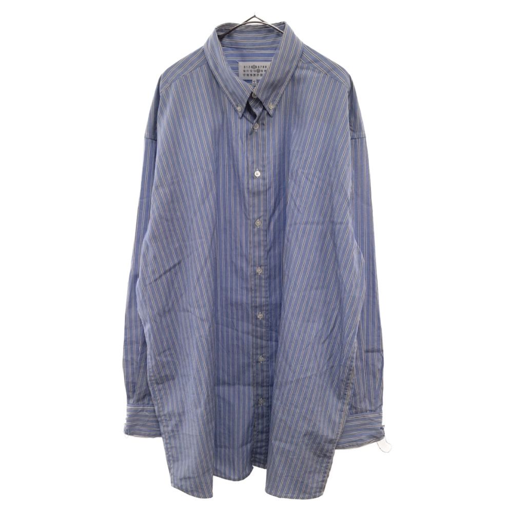 Maison Margiela メゾンマルジェラ 22AW LONG SHIRT CLASSIC STRIPE OVER FIT BLUE STRIPES オーバーサイズ ストライプ ボタンダウンシャツ ブルー SI1DL0002