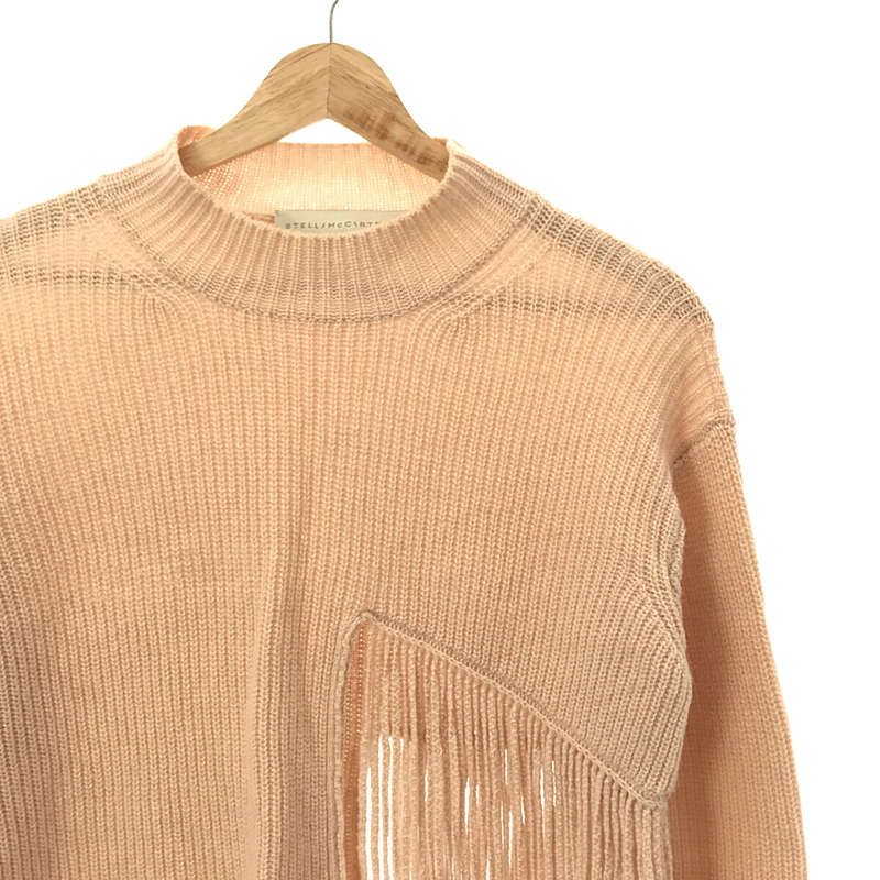 STELLA McCARTNEY / ステラマッカートニー | カシミヤ ウール フリンジディティール スリット ニット | 36 | ライトピンク | レディース STELLA McCARTNEY / ステラマッカートニー | カシミヤ ウール フリンジ