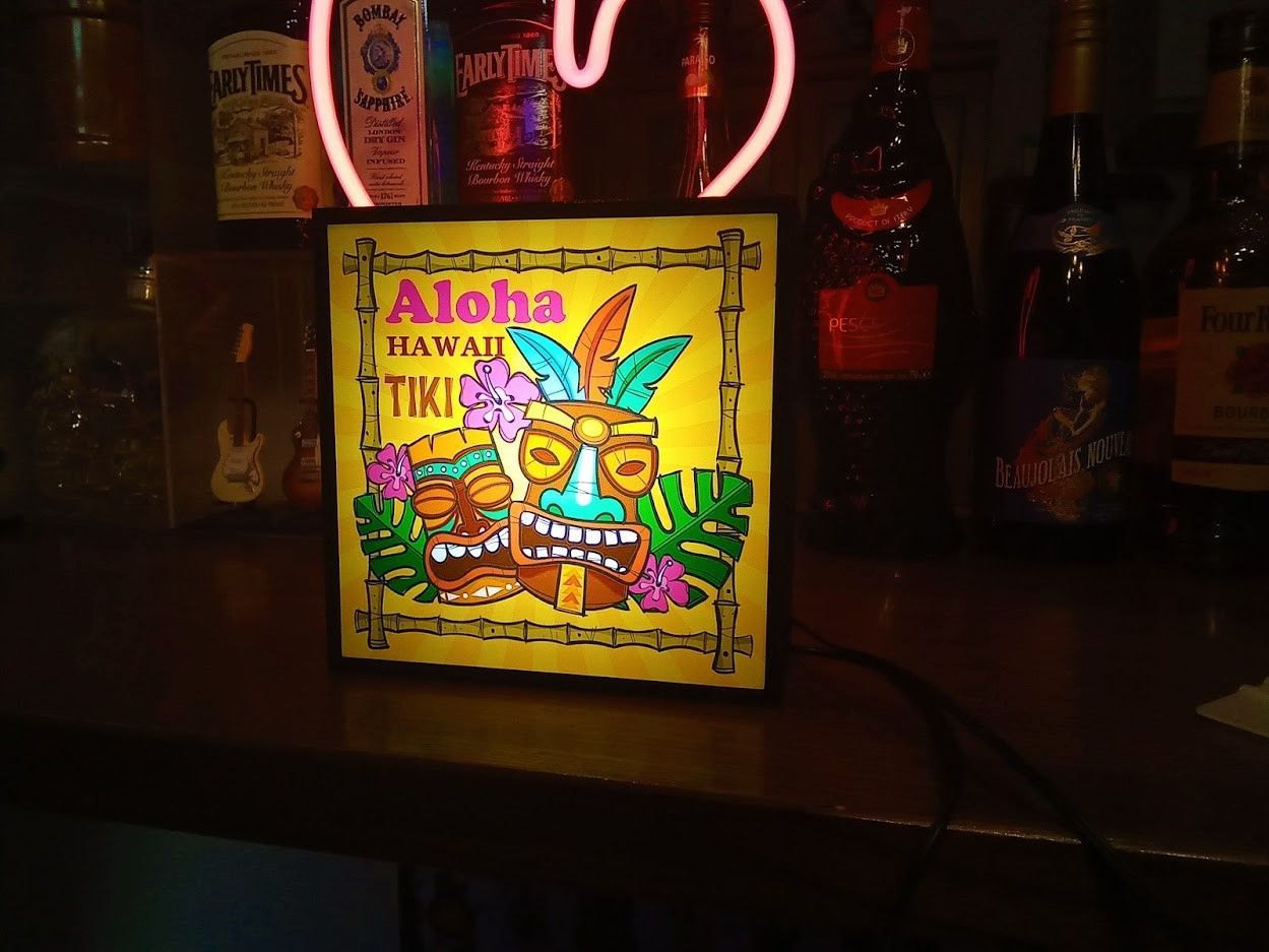 アロハ ハワイ TIKI ティキ像 サイン 看板 置物 雑貨 LEDライトBOX