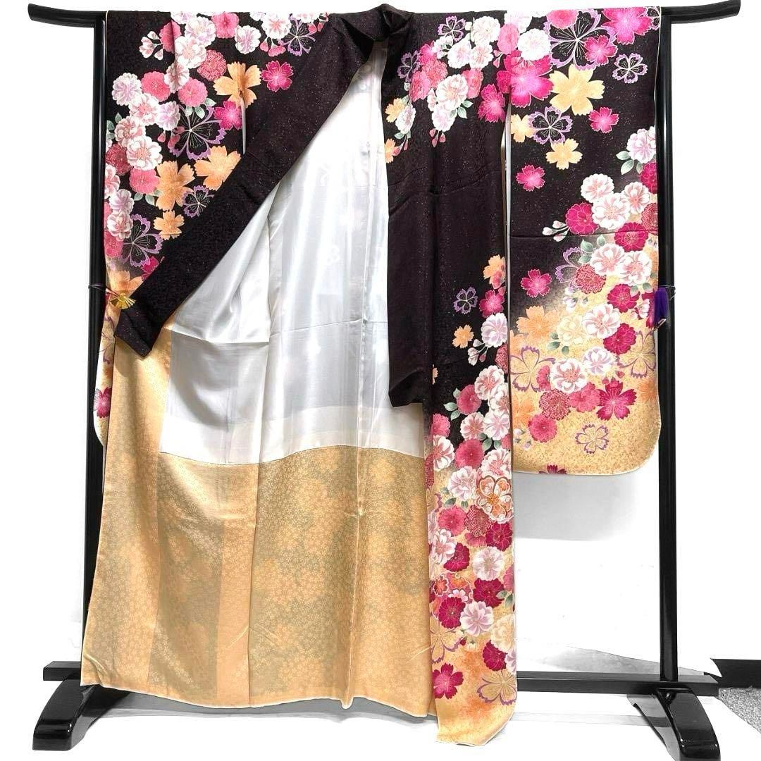 振袖　刺繍　金彩　銀通し　ラインストーン　花模様　晴れの日 着物 045a p 振袖 金駒刺繍 銀通し 桜花模様 花模様 成人式 晴れの日 着物 044a p