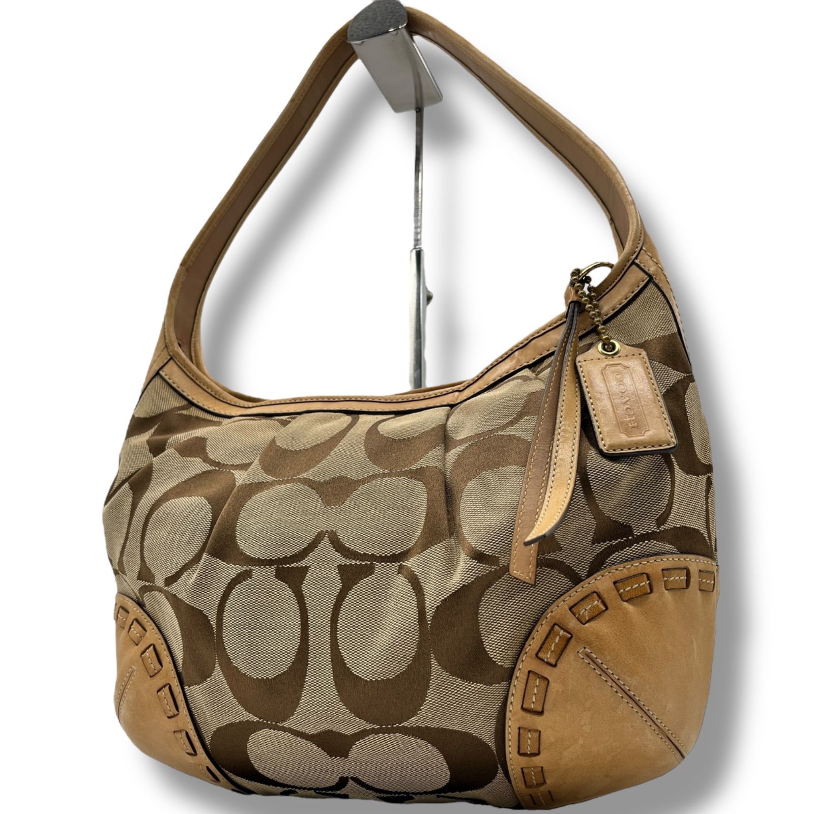 COACH コーチ ワンショルダーバッグ ホーボー シグネチャー ベージュ
