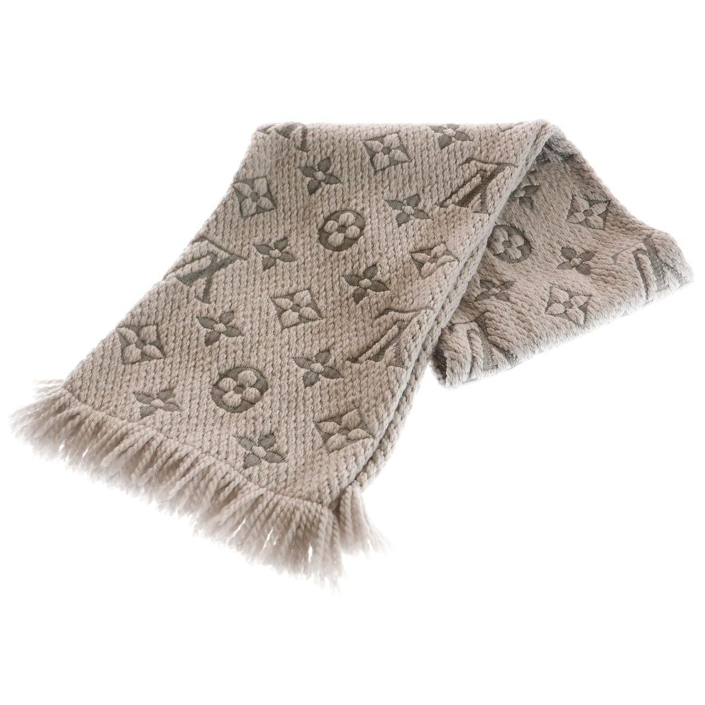 LOUIS VUITTON ルイヴィトン エシャルプ ロゴマニア モノグラム マフラー ウール×シルク グレー M74742
