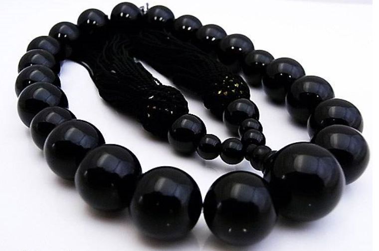 数珠（念珠）16mm いざという時の必需品・黒瑪瑙（オニキス）男性用 天然石 パワーストーン
