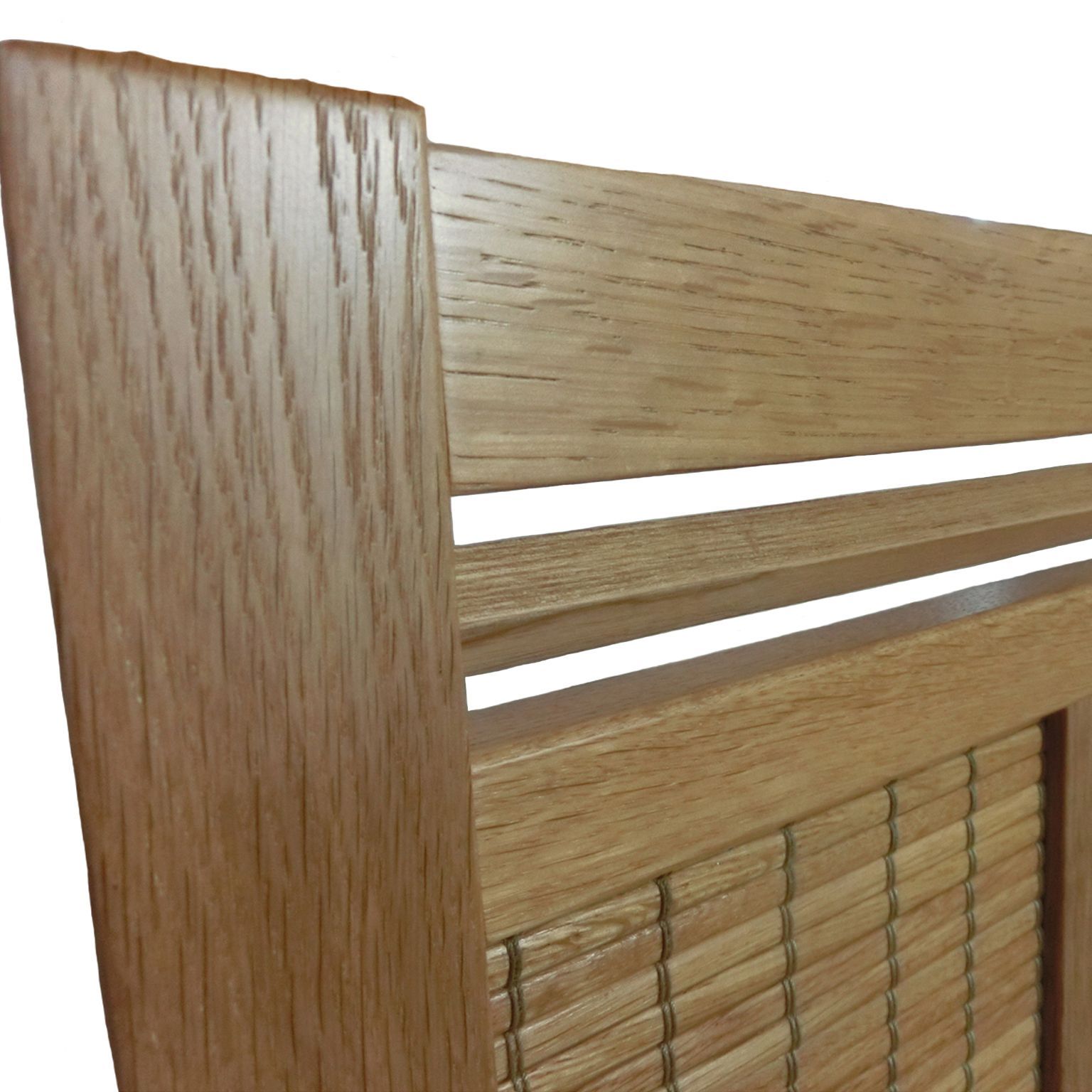 天然杢楢ナラ無垢材の3連スクリーン 衝立 直角加工 幅111cm高