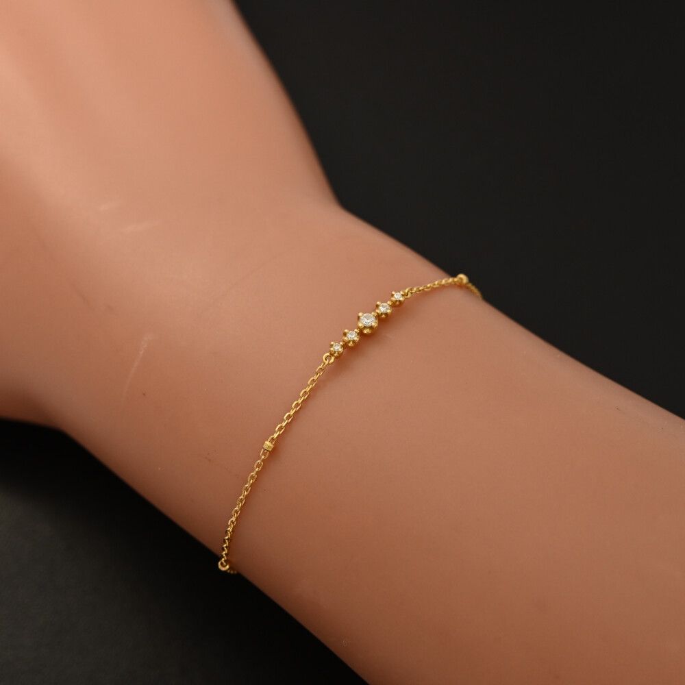 4℃ ヨンドシー k18イエローゴールド ダイヤモンド付ブレスレット